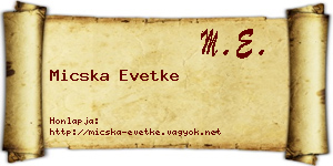Micska Evetke névjegykártya